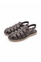Solea Brown Genuine Leather Knitted Women's Sandals Thermo Sole - 3