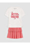Lcw Kids White Printed Girls' Skirt Set