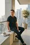 Black Plain Tok Summer Casual Loose Fit Notched Collar Relaxed Cut T-Shirt - 4