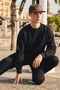 Men's Casual Crew Neck Black Basic Sweatshirt - 2