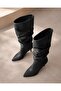 Livamod Women's Bellows Boots Pointed Toe Thin Heeled Below the Knee Stylish Casual Boots - 2
