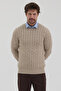 Pales Men's Light Mink Hair Braided 100% Cotton Crew Neck Sweater - 6
