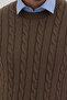 Pales Men's Dark Mink Hair Braided 100% Cotton Crew Neck Sweater - 2