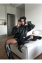 سترة جلدية نسائية من طراز Viral Model ذات ياقة عالية وسحاب أمامي - 7