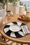 Beaded American Service Set of 2 Round Plates 36X36 cm Black and White