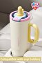 Tumbler 1200 ml Single Lid Dual Use with Straw Comfortable Drinking Handle Stainless Steel Thermosffvgn1114-12 - 3