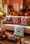 Dark Color Flowing Flowers Patterned 4-Piece Throw Pillow Cover Set - 2