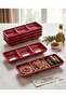 12-Piece 3-Compartment Red Melamine Snack and Sauce Bowl Set - Restaurant and Home Appetizer Plate