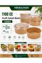 10 Pieces of 1100 Cc Kraft Salad Bowl + 10 Transparent Pet Lids