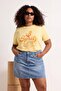 Yellow Cocktail Printed Boyfriend Plus Size T-Shirt Tbbss26Bf00077 - 2