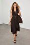 Brown Jacket Collar Sleeveless Belted Long Formal Dress Tdrss26El00074 - 2