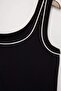 Black Piped Detail Pool Collar Soft Fabric Knitted Large Size Undershirt Tbbss26Cv00034 - 5