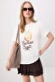 Ekru Baskılı Oversize/Geniş Kalıp Kısa Kol Örme T-Shirt TWOSS26TS00335 - 4