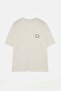 Ecru Oversize/Wide Cut Embroidered 100% Cotton T-Shirt Tmnss26Ts00048 - 3
