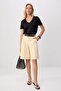 Black Plain Oversize V-Neck Standard Sleeve Short Interlock Knitted T-Shirt Twoss26Ts00346 - 2