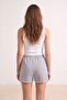 Black-Grey Plain High Waist Wide Leg 2 Thread Knitted Shorts & Bermuda Twoss26Sr00236 - 3