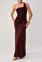 Brown Plain Weave Sandy Maxi Evening Dress & Graduation Dress - 3