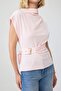 Pembe Düz Fitted Dik Yaka Kolsuz Kemerli Pamuklu Esnek Örme Bluz TWOSS26BZ00145 - 3