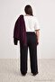 Siyah Wide Leg/İspanyol Paça Yüksek Bel İnterlok Esnek Örme Pantolon TBBAW27AR00015 - 3