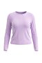 Lila Yünlü Ultra Hafif Transparan Fitted/Vücuda Oturan Bisiklet Yaka Örme Bluz TWOAW27BZ00075 - 6
