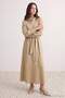 More Sustainable Camel Collar Detailed Shift/Straight Cut Maxi Woven Hijab Dress Tctaw27Eb00031 - 2