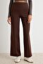 Kahverengi Düz Straight Normal Bel Boru Paça Soft/Yumuşak Dokunuşlu Örme Pantolon TWOSS26PL00196 - 3