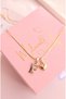 Xuping Necklace Women's Gold Color Letter F and Heart Zircon Stone Steel Necklace - 3