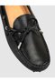 Black Genuine Leather Lace-Up Casual Loafers (Moccasins) Women's Shoes - 5