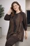 Women's Middle Age and Above Plus Size Kupra Tunic Trousers Mom Set 25548 - 4
