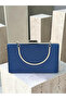 Navy Blue Satin Silver Case Silver Stone Evening Dress Bag Evening Bag Wedding Engagement Portfolio - 5