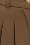 Women's relaxed fit brown trousers with gold button detail and double pockets - 7
