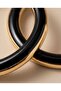 Black Detailed Gold Hoop Earrings - 4