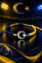 Yellow Navy Blue Moon Star Fan Bracelet - 4