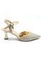 İremsu Open Back Stone Detailed Women's Heeled Shoes Gold - 2