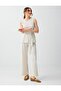 Ecru Relaxed Fit Regular Waist Striped Long Trousers