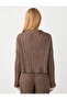 Coffee Melange Relaxed Fit Boat Neck Long Sleeve Knitted Blouse - 5