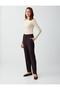 Plum Narrow Leg Regular Waist Metal Detailed Woven Trousers