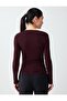 Burgundy Boat Neck Long Sleeve Knitted Blouse - 5