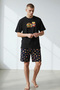 Men's Cotton Printed Pajama Set with Pockets and Shorts - 3