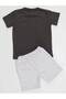 Ready Boy's Dark Gray T-Shirt Gray Shorts Set - 4