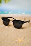 Unisex Matte Black Gold Clubmaster Polarized Glass Sunglasses - 5
