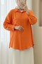 Single Pocket Buttoned Linen Shirt -Orange - 3