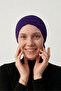 Purple Instant Turban Hijab with Bun, Suitable for Medical Use - 5