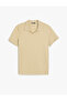 Cotton Pique Fabric Short Sleeve Regular Fit V-Neck Polo T-Shirt - 3