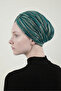 Pleated, Gilded Lined Green Ready-made Hijab Hijab Evening Dress Bonnet - 6