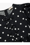 Cotton Balloon Sleeves Round Neck Ribbon Detail Polka Dot Dress - 3