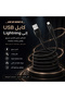 كابل USB إلى Lightning مضفر - معتمد من MFi - 2 متر - أسود - طويل ومتين