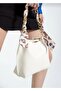 Women's Soft Leather 3-Compartment Handbag, Shoulder Bag with Scarf and Chain Accessories