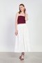 Women's floral embroidered long voile skirt - ecru - 3