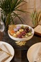 Gold bronze porcelain bowl with metal stand - 4